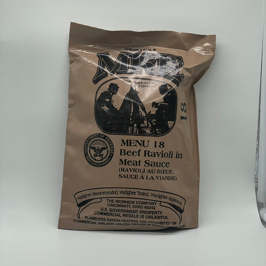 USA MRE Military Meal-Ready-to-Eat ration (Menu 18: Beef Ravioli in Meat Sauce)