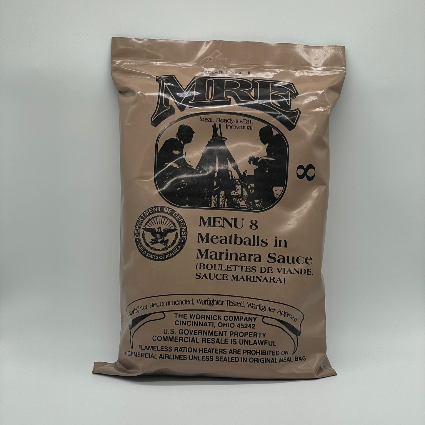 USA MRE Military Meal-Ready-to-Eat ration (Menu 8: Meatballs in Marinara Sauce)